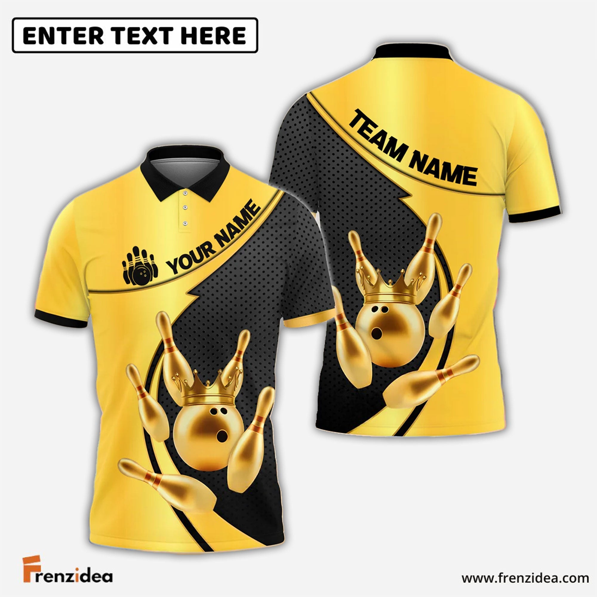 Frenzidea Bowling And Pins Royal Crown Customized Name 3D Shirt (6 Colors)