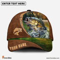 Frenzidea Personalized Fishing Brown Cap (Bass, Striped Bass, Catfish, Trout, Crappie, Salmon, Walleye, Pike)