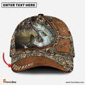 Frenzidea Personalized Striped Bass Fishing Nature Leather Pattern Classic Cap
