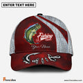 Frenzidea Custom Name Bass Fishing Red Hat Hook Print Cap