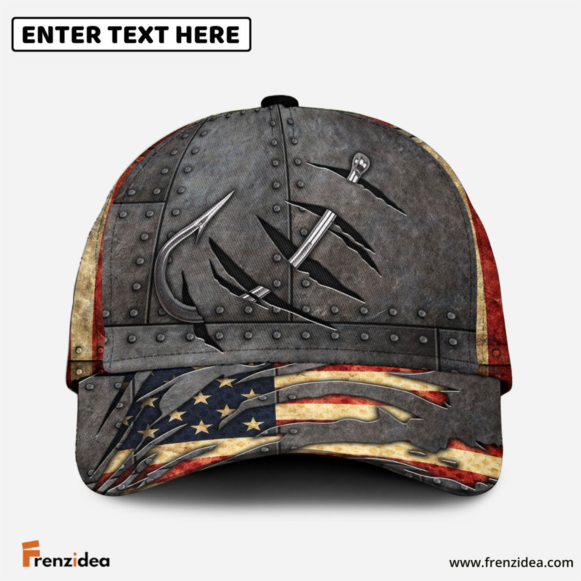 Frenzidea  Fishing hat United States Hook print Cap