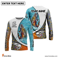 Frenzidea Trout Fishing White Skin Diagonal Custom Name & Team Name 3D Shirts