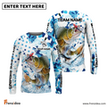 Frenzidea Walleye Fishing Blue White American Flag Custom Name & Team Name 3D Shirts