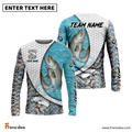 Frenzidea Striped Bass Fishing White Skin Diagonal Custom Name & Team Name 3D Shirts