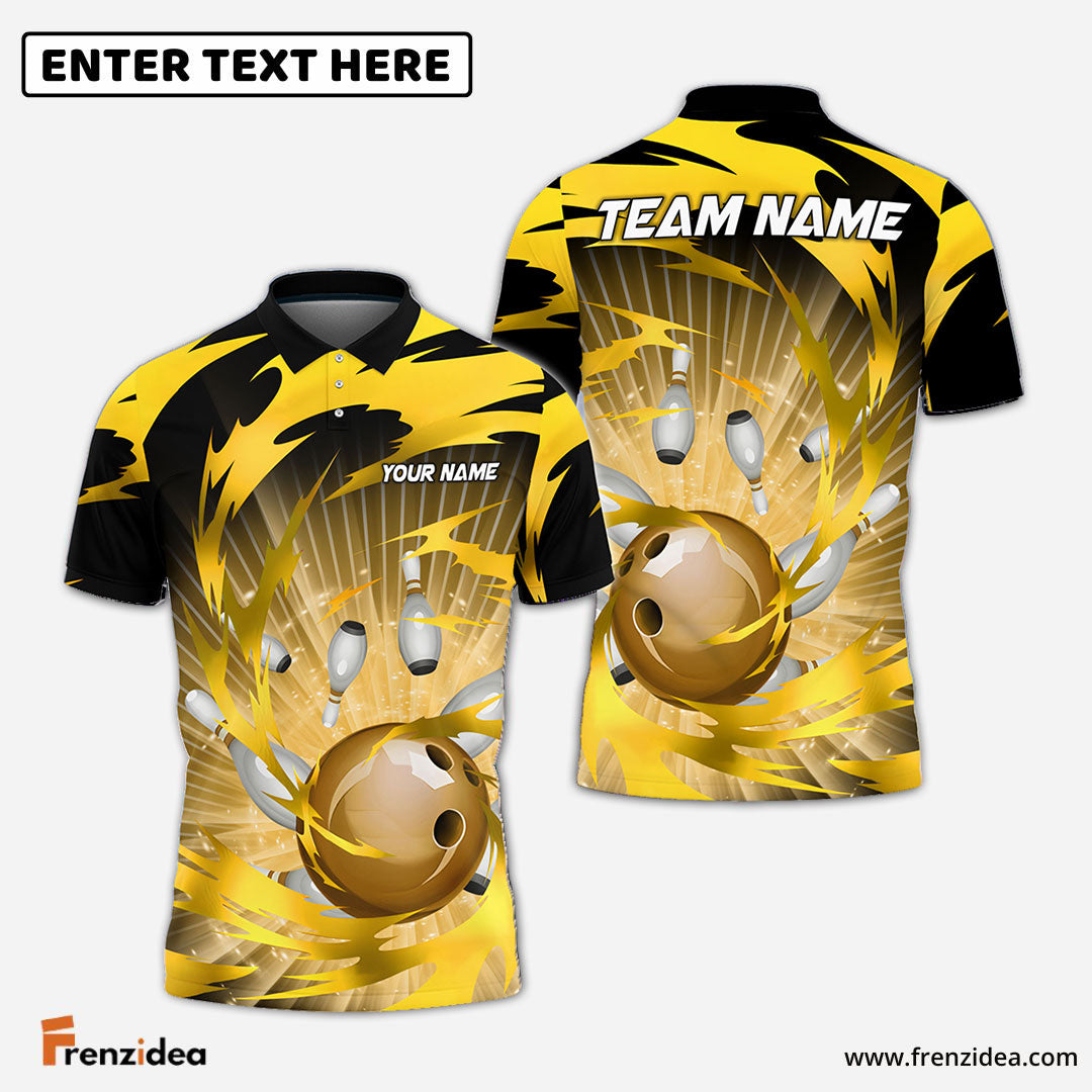 Frenzidea Bowling And Pins Tornado Throw Customized Name 3D Shirt ( 5 Colors)