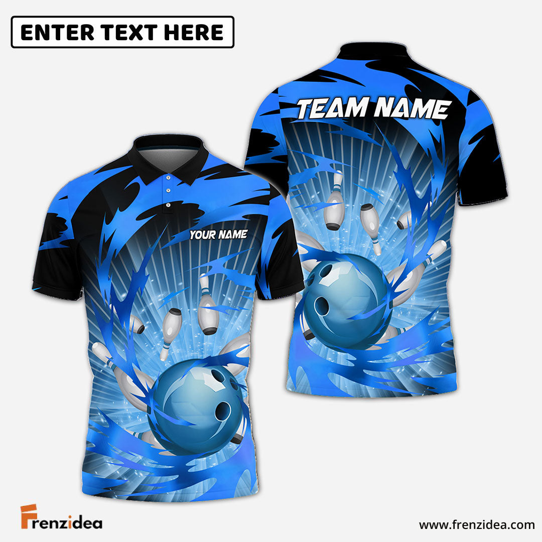 Frenzidea Bowling And Pins Tornado Throw Customized Name 3D Shirt ( 5 Colors)