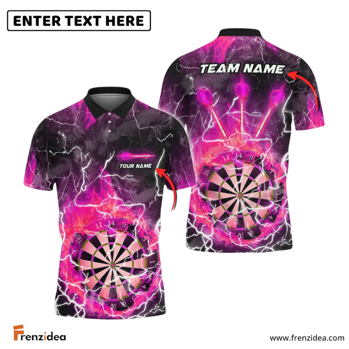 Frenzidea Darts Fire Colorful Rays Of Light Premium Personalized Name, Team Name 3D Shirt (6 Colors)