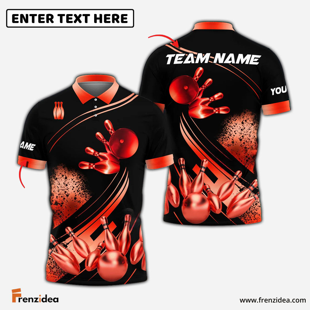 Frenzidea Bowling And Pins Ultimate Golden Customized Name 3D Shirt (4 Colors)