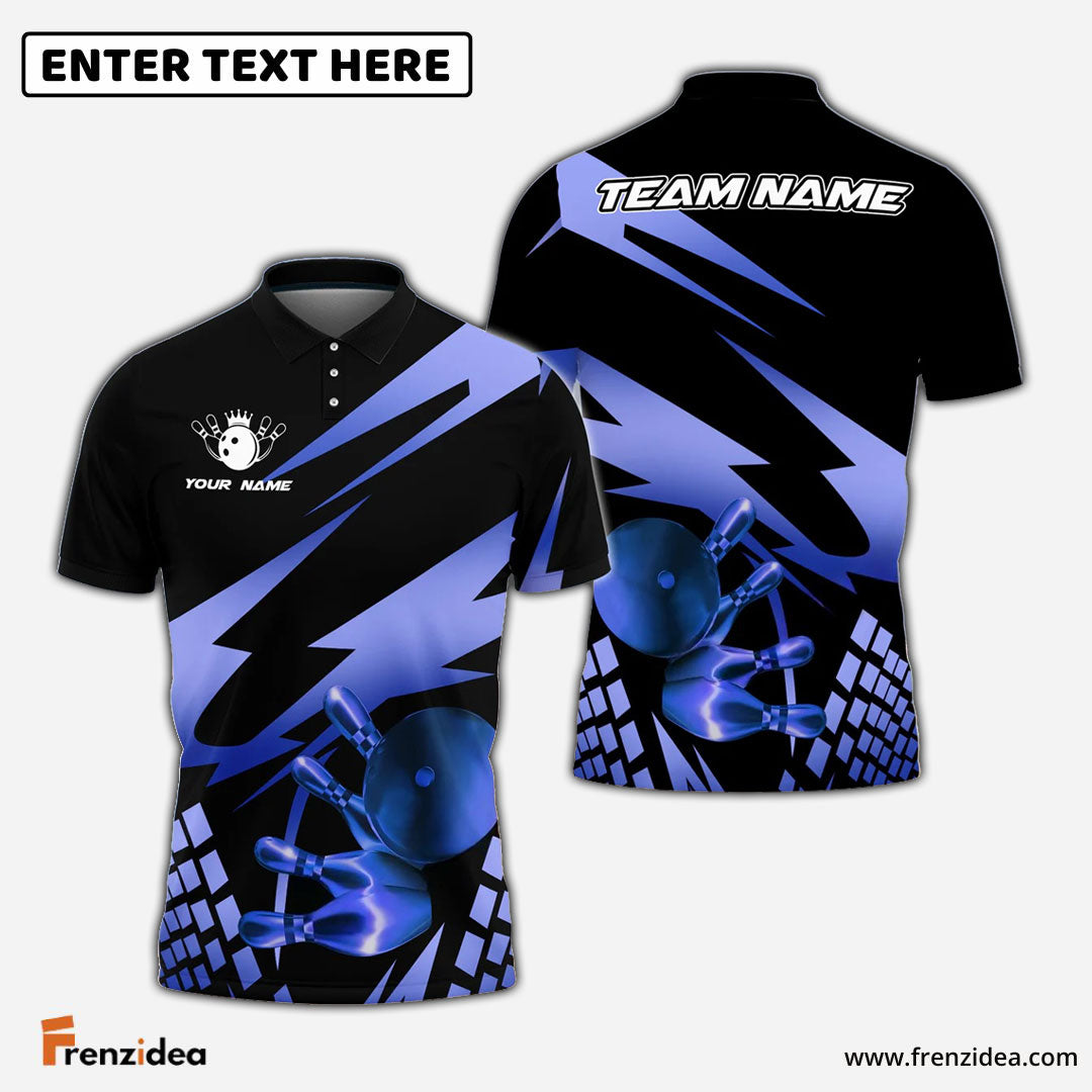 Frenzidea Bowling And Pins Gold Experience Customized Name 3D Shirt ( 5 Colors)
