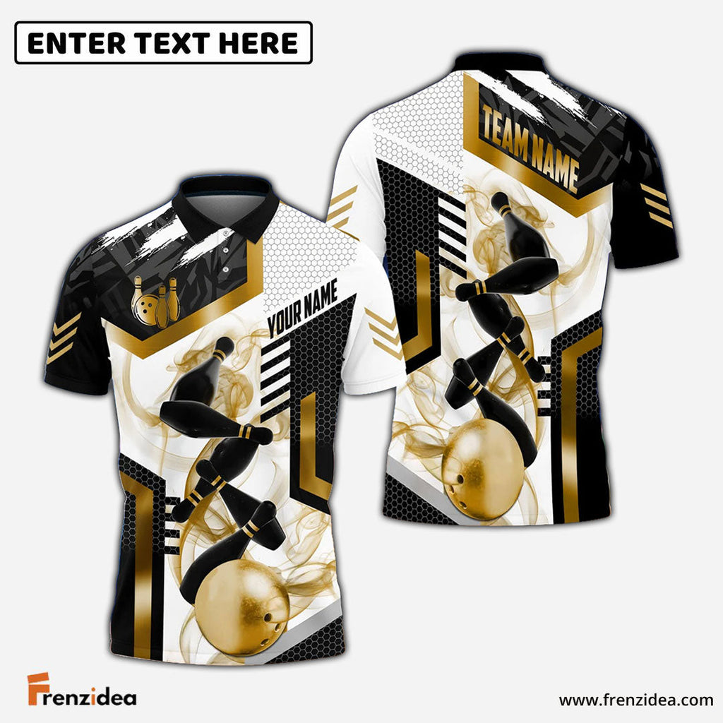 Frenzidea Bowling And Pins Premium Royal Color Customized Name 3D Shirt (4 Colors)