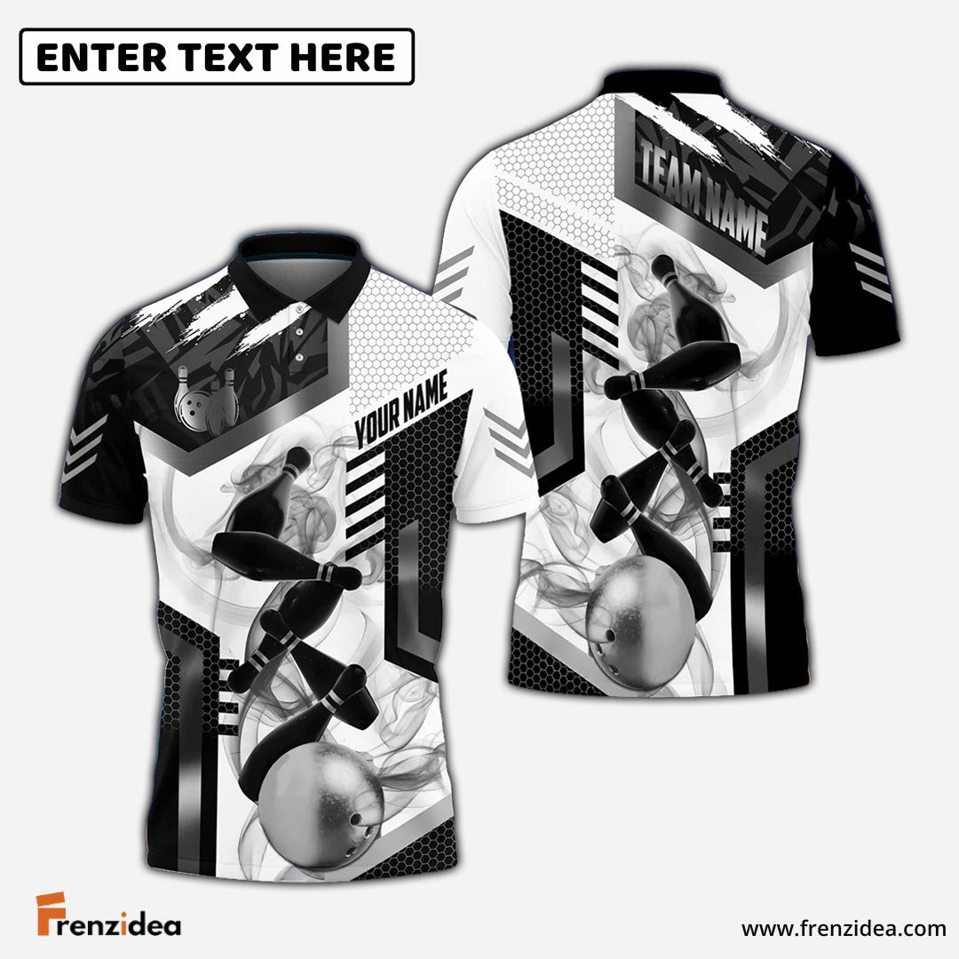 Frenzidea Bowling And Pins Premium Royal Color Customized Name 3D Shirt (4 Colors)