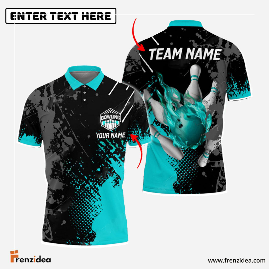 Frenzidea Bowling And Pins Paint Style 2 Multicolor Customized Name 3D Shirt ( 4 Colors )