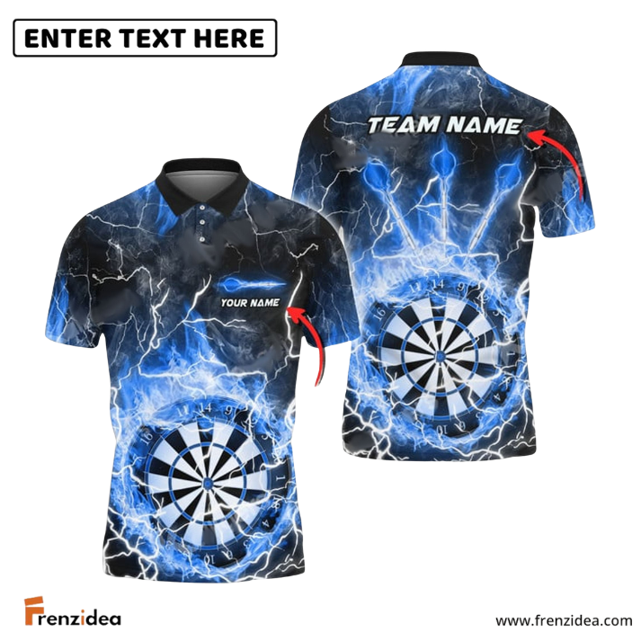 Frenzidea Darts Fire Colorful Rays Of Light Premium Personalized Name, Team Name 3D Shirt (6 Colors)