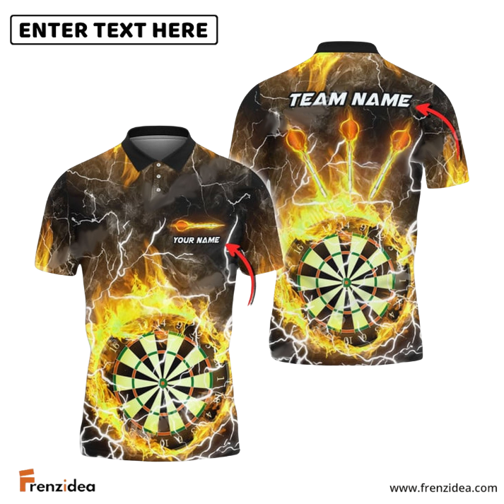 Frenzidea Darts Fire Colorful Rays Of Light Premium Personalized Name, Team Name 3D Shirt (6 Colors)
