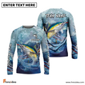 Frenzidea Tuna Fishing American Flag Seawave Custom Name & Team Name 3D Shirts