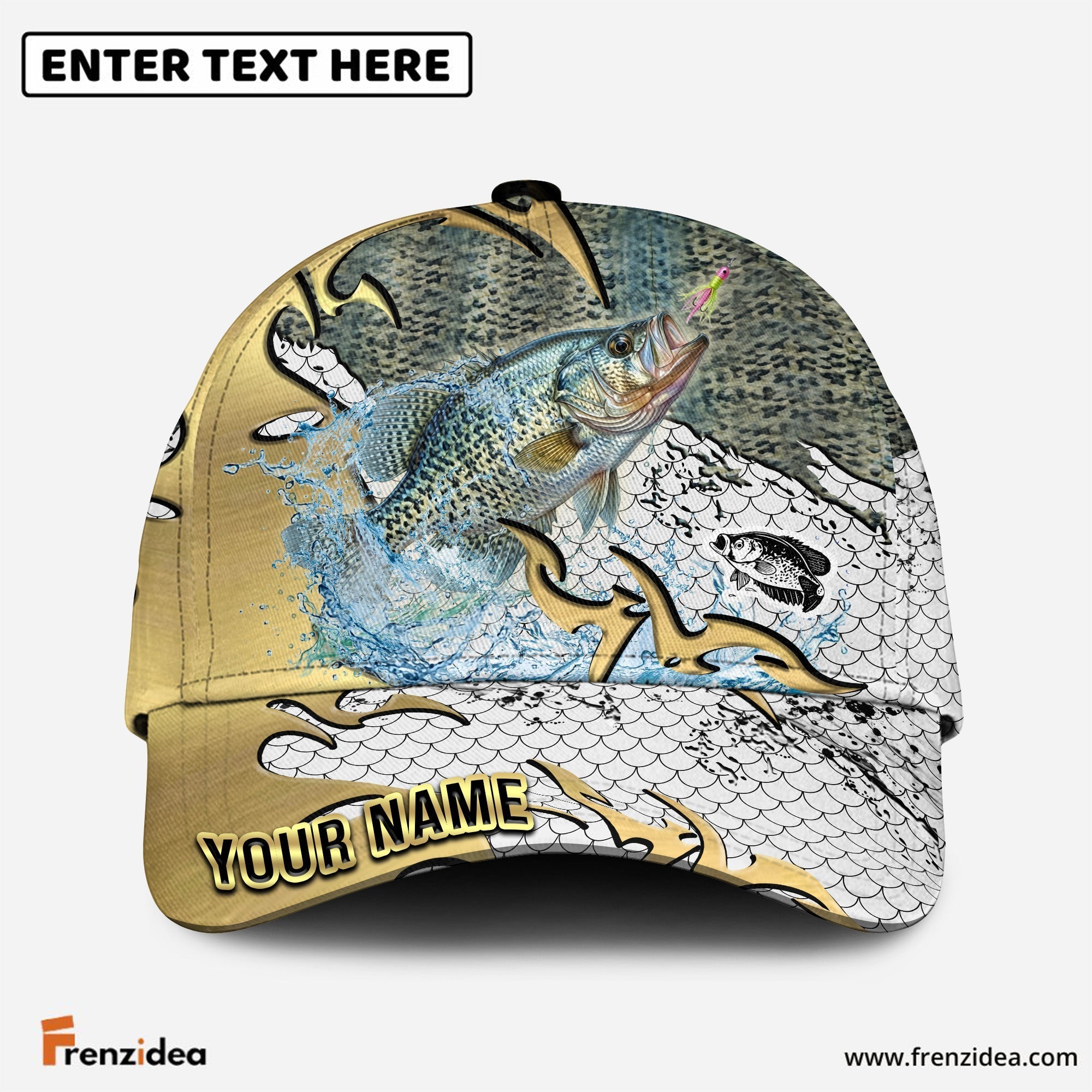 (12 Breeds) Frenzidea Gold Scale Fishing Customized Name 3D Cap