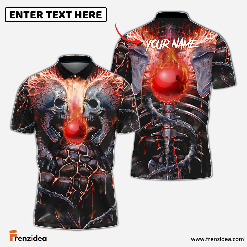 Frenzidea Bowling Ball Skull Personalized Name Team Name 3D Shirt (4 Colors)