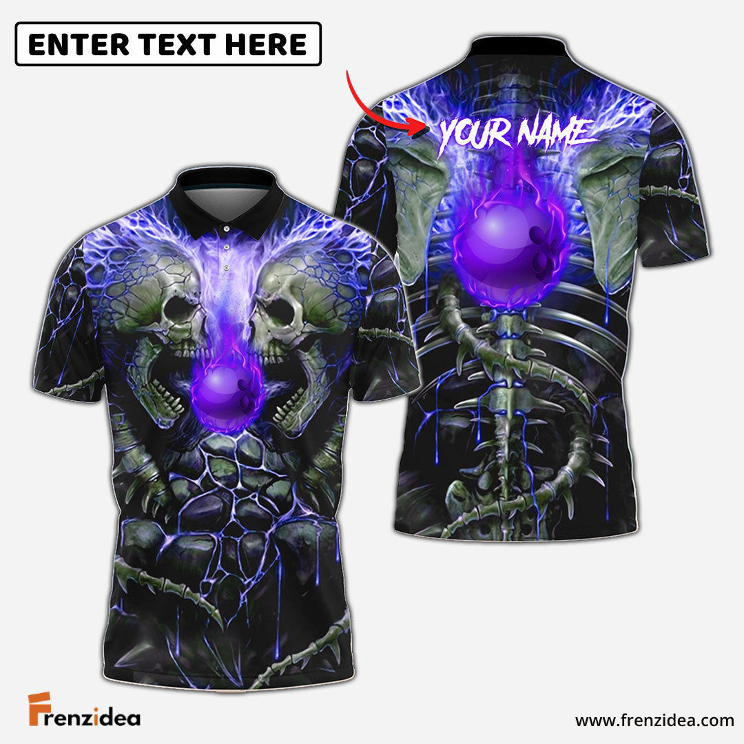 Frenzidea Bowling Ball Skull Personalized Name Team Name 3D Shirt (4 Colors)