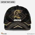 Frenzidea  Personalized Fishing Black Gold Cap