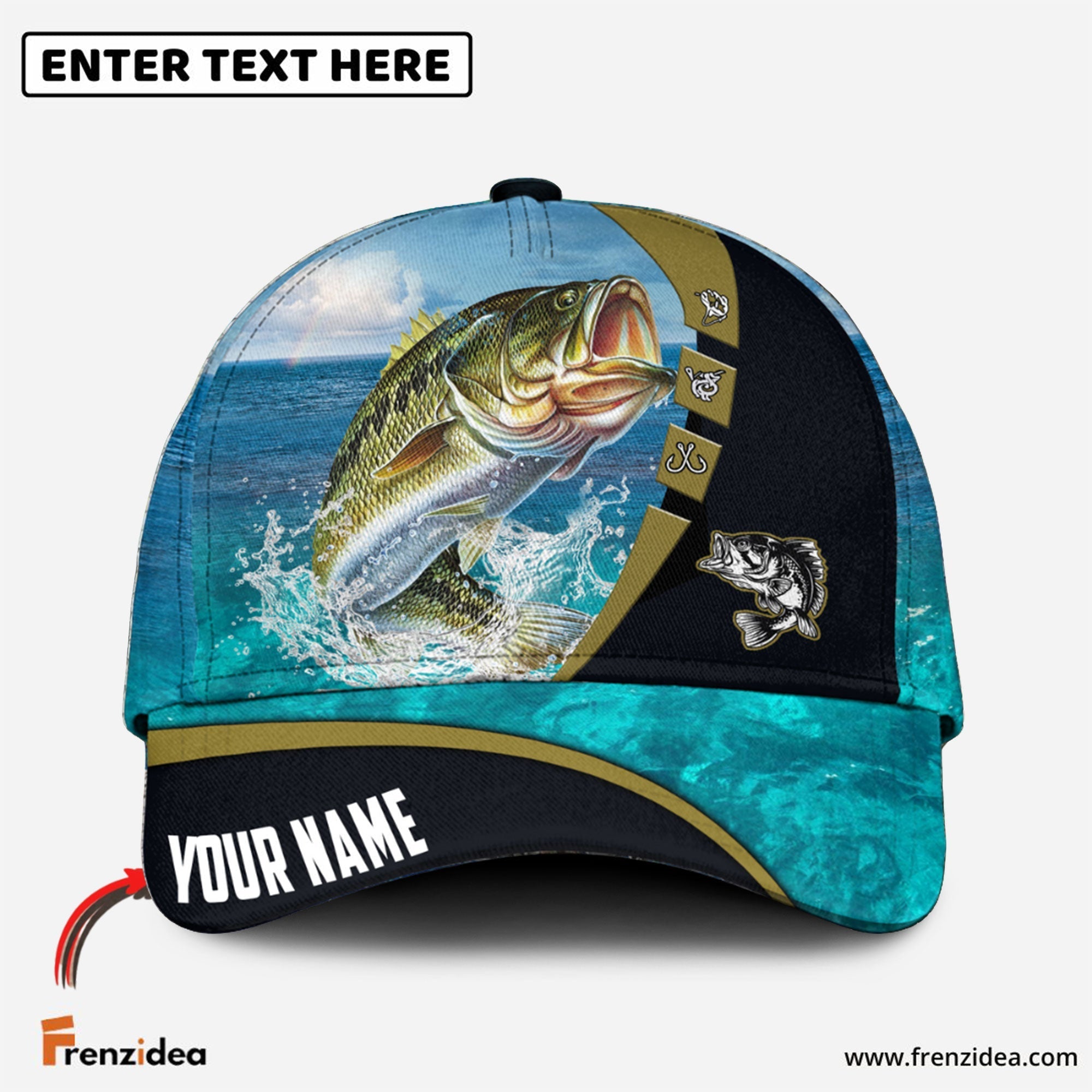 Frenzidea Personalized Cool Bass Fishing Blue Cap