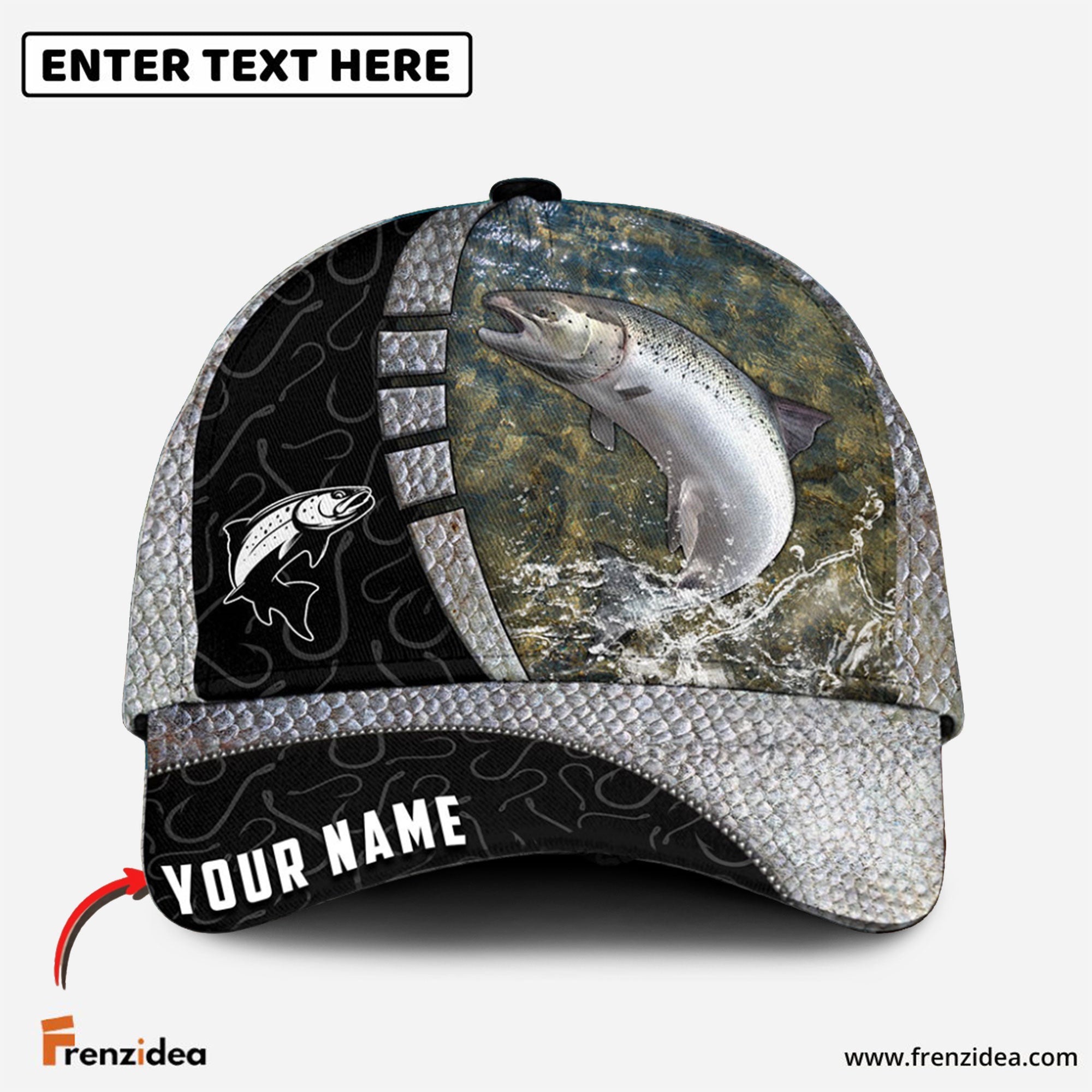 Frenzidea Personalized Salmon Fishing Hook Camo Classic Cap