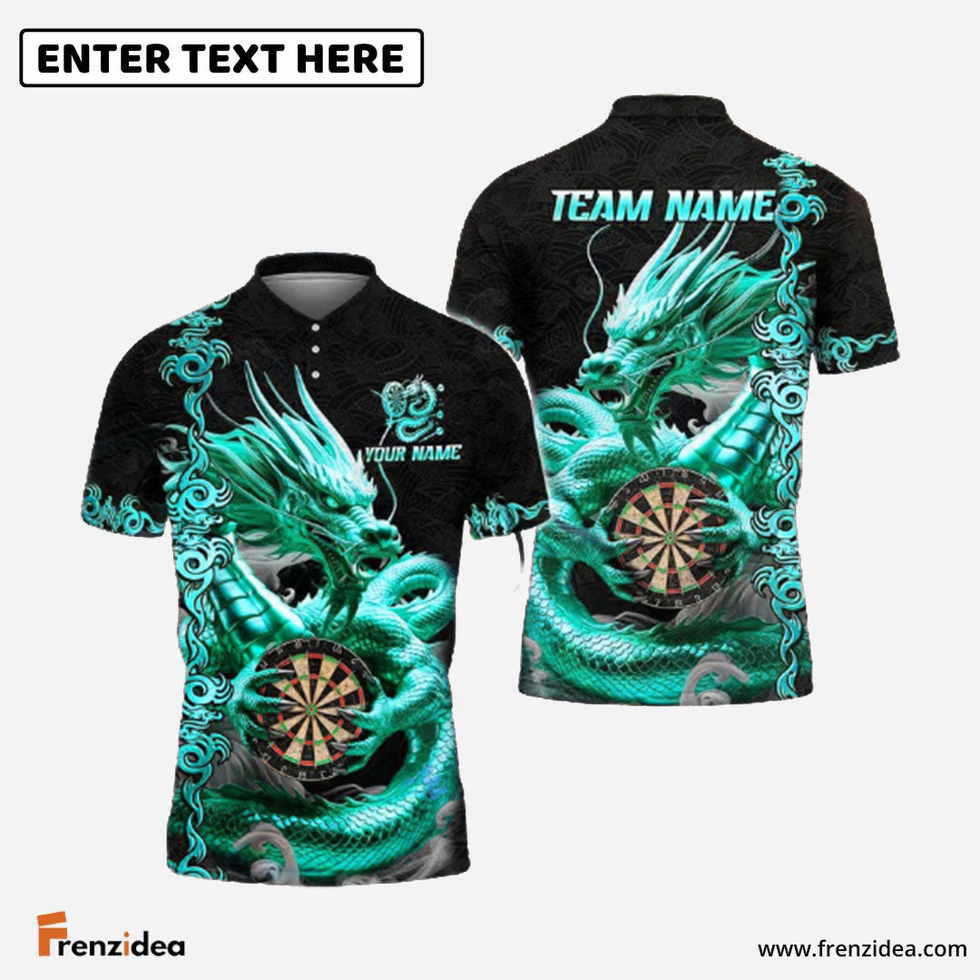 Frenzidea Darts Dragon Golden Attire Personalized Name, Team Name Shirt (4 Colors)