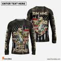 Frenzidea Bass Fishing American Flag Camo Cross Gear Custom Name & Team Name 3D Shirts