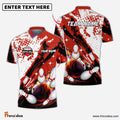Frenzidea Paint Slash Flame Bowling And Pins Customized Name 3D Shirt (4 Colors)