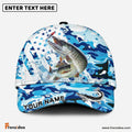 Frenzidea Musky Fishing Blue White American Flag Personalized Cap