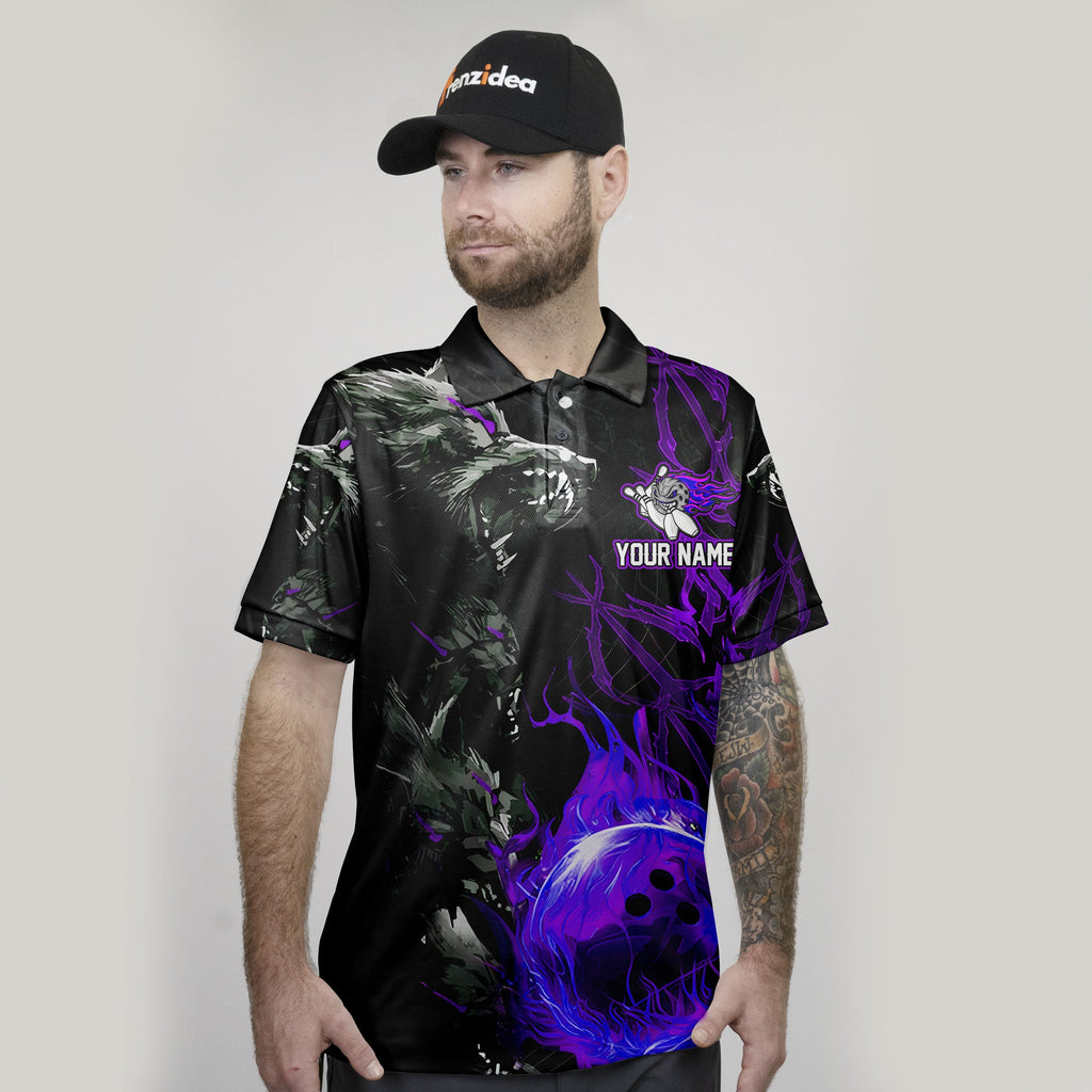 Frenzidea Bowling And Pins Flame Wolf Multicolor Customized Name 3D Shirt ( 4 Colors )