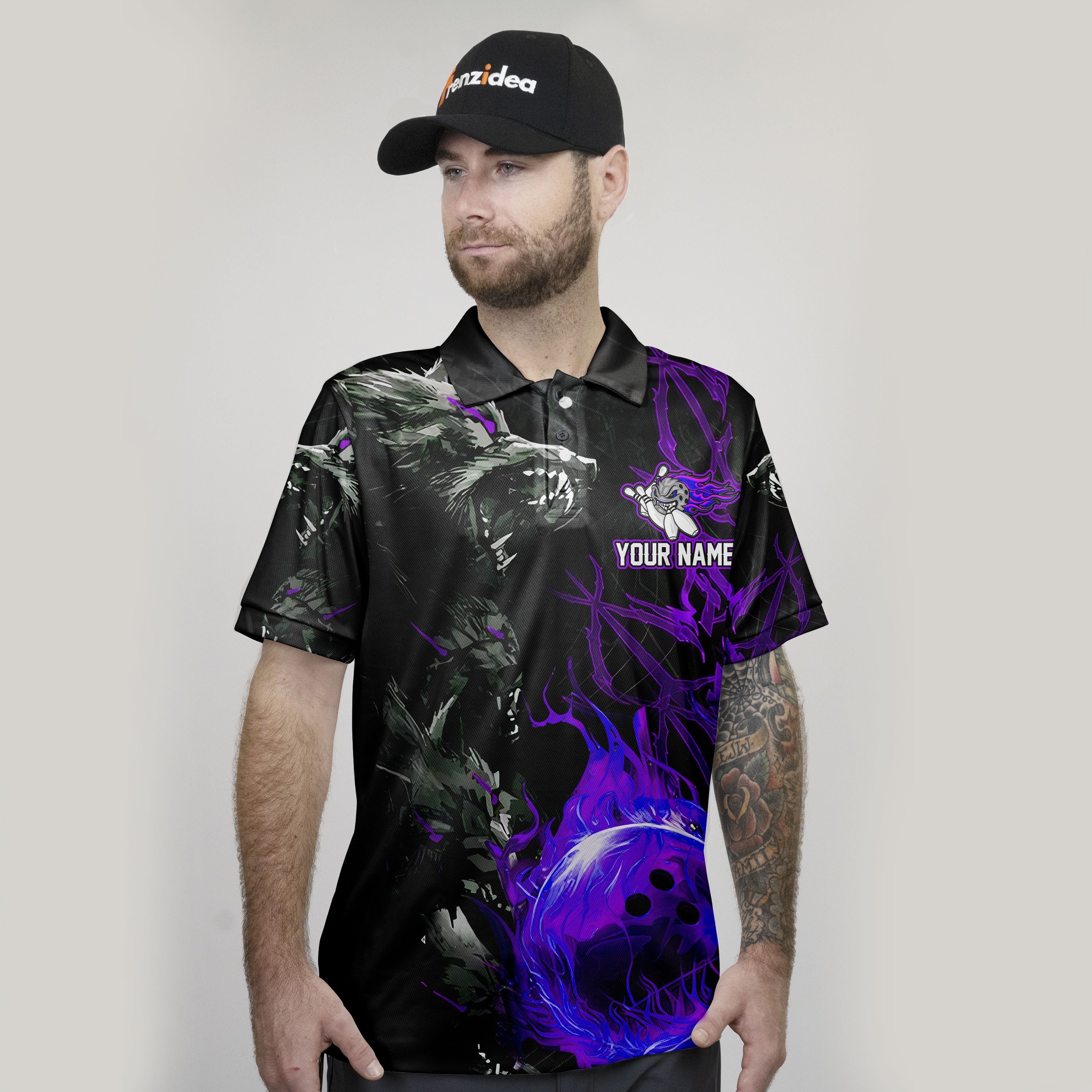 Frenzidea Bowling And Pins Flame Wolf Multicolor Customized Name 3D Shirt ( 4 Colors )
