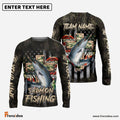 Frenzidea Salmon Fishing American Flag Camo Cross Gear Custom Name & Team Name 3D Shirts