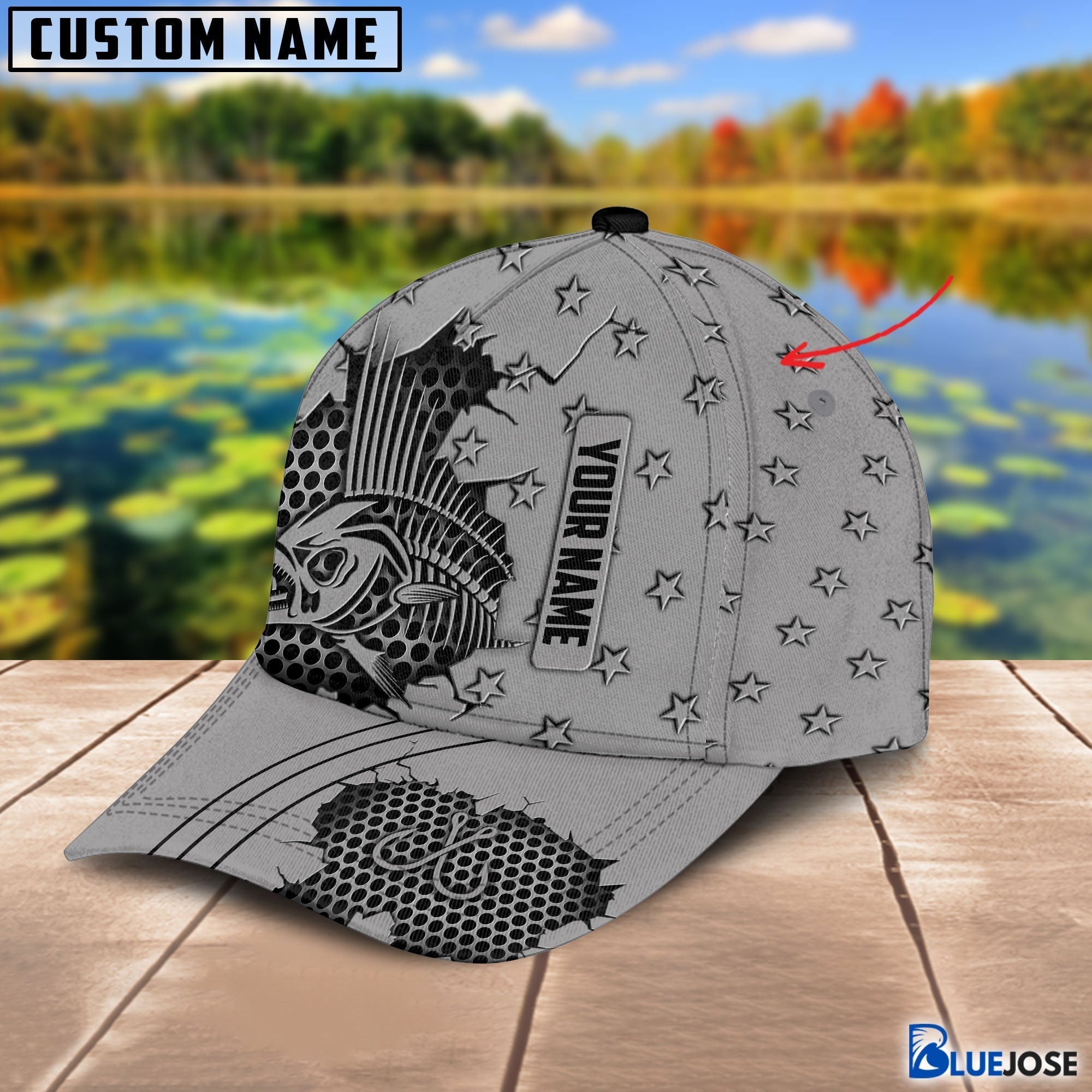 Frenzidea Custom Name Fishbone Grey 3D Cap