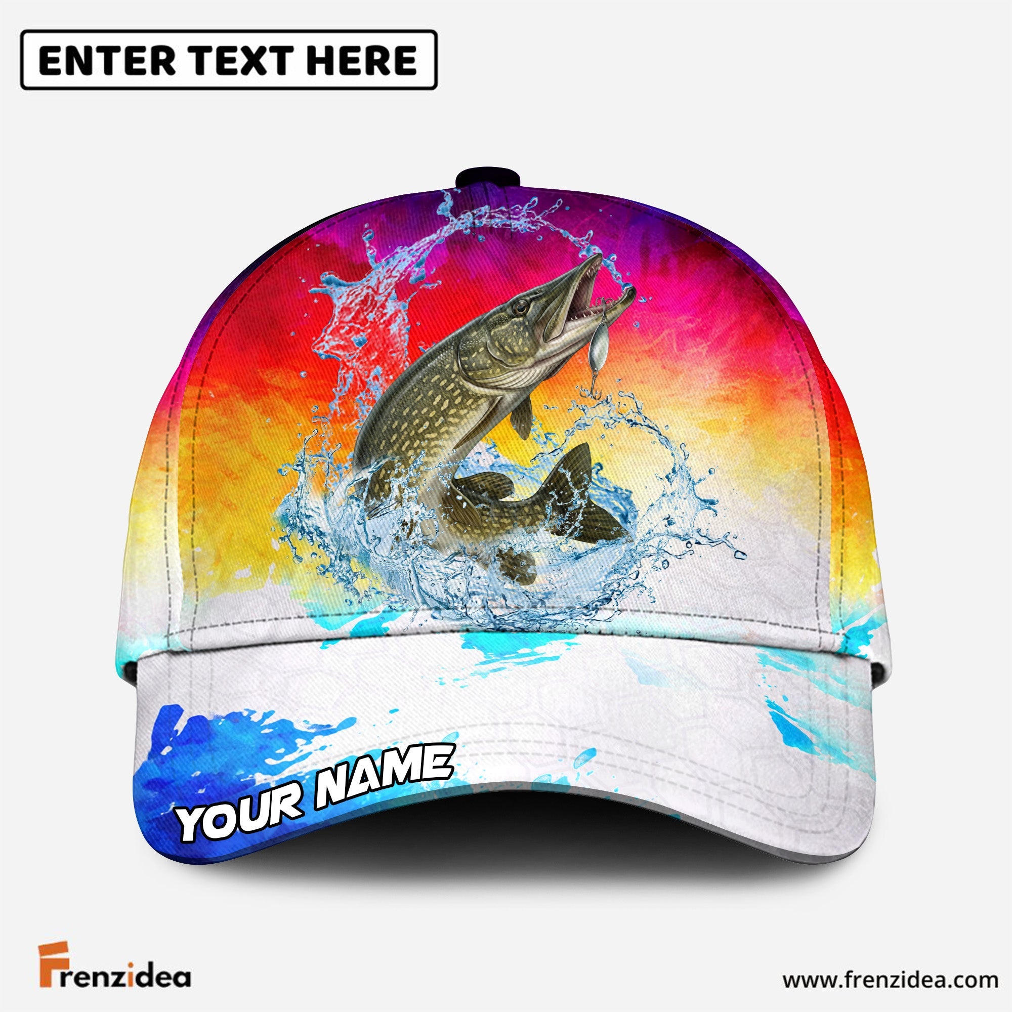 (12 Breeds) Frenzidea Vibrant Watercolor Sunset Fishing Customized Name 3D Cap