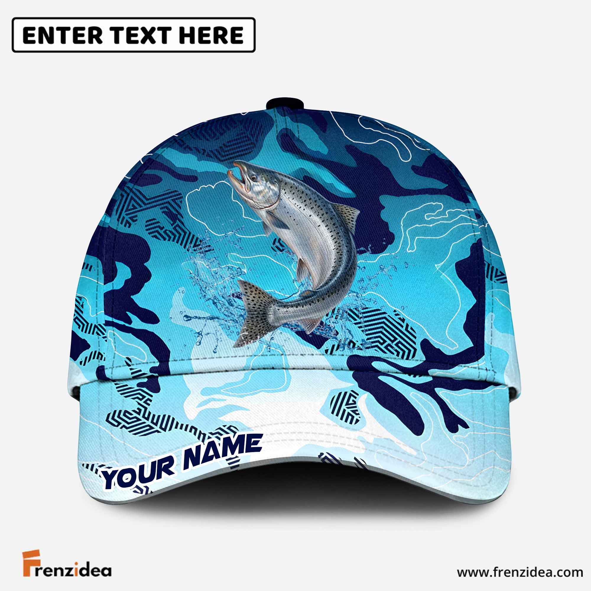 (12 Breeds) Frenzidea Fishing Deep Blue Predator Customized Name 3D Cap