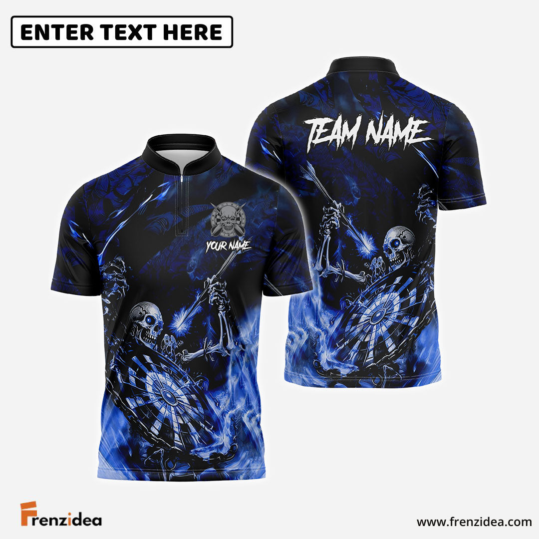 Frenzidea Darts Skeleton Skull Personalized Name, Team Name 3D Shirt (4 Colors)