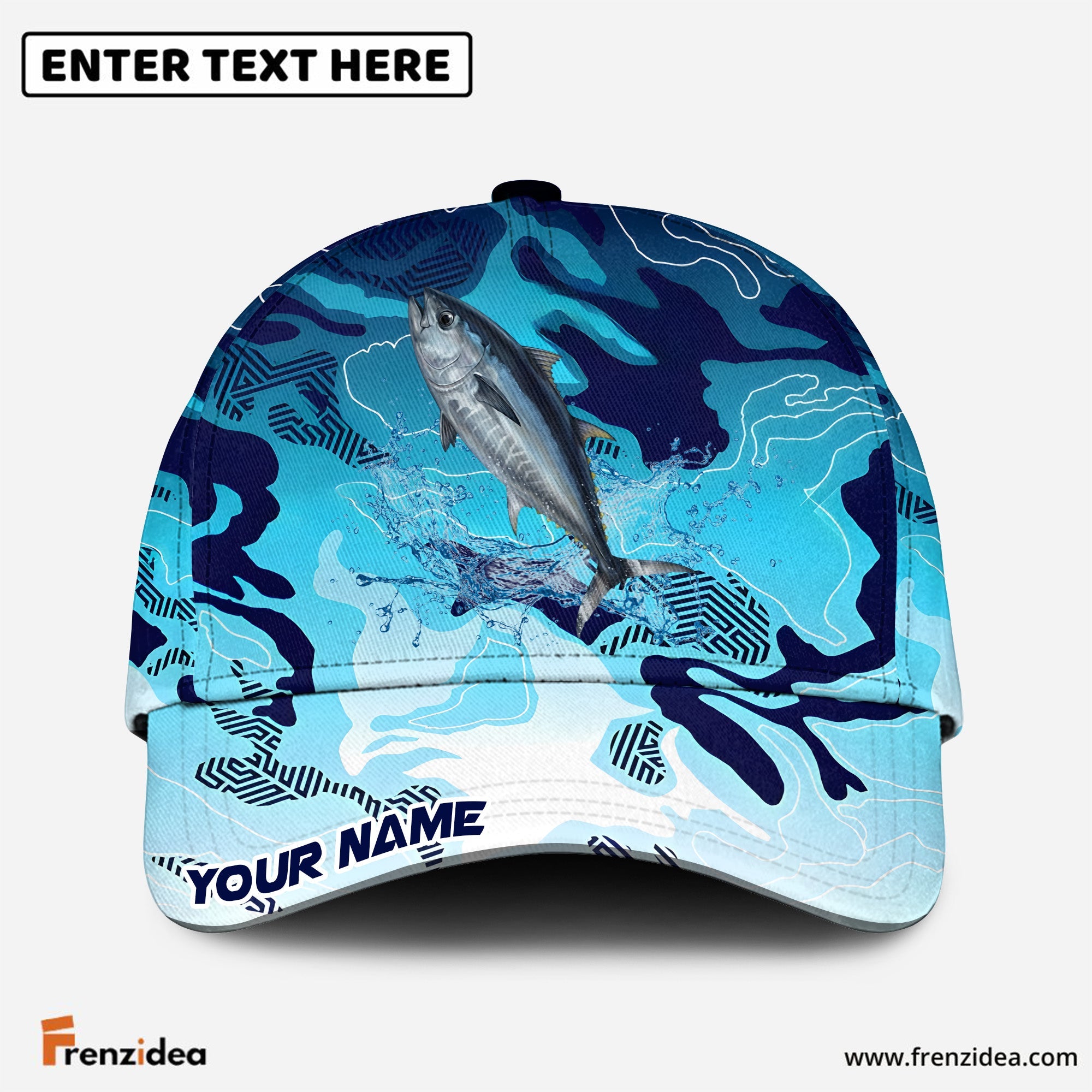 (12 Breeds) Frenzidea Fishing Deep Blue Predator Customized Name 3D Cap