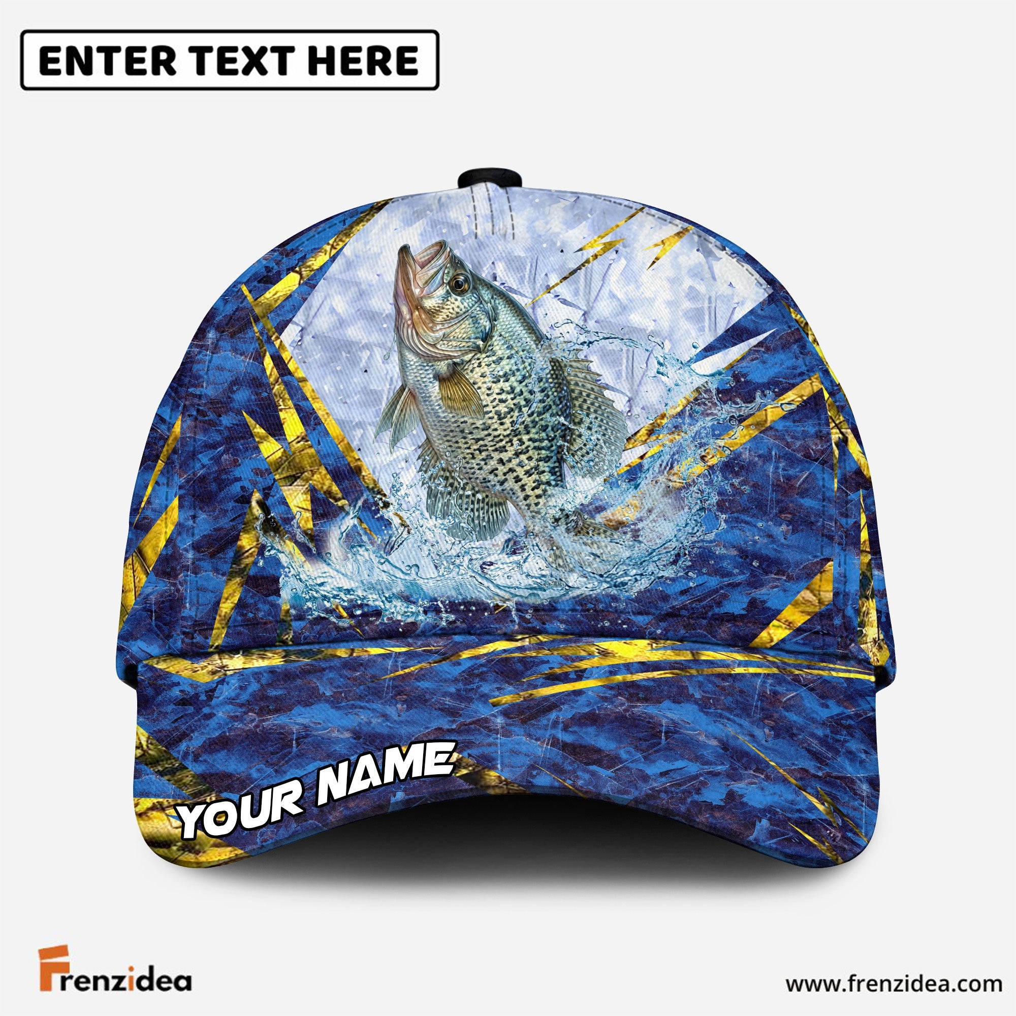 (12 Breeds) Frenzidea Frosty Blue Marble Fishing Customized Name 3D Cap