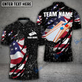 Frenzidea Cornhole American Flag Black Personalized Name, Team Name Shirt