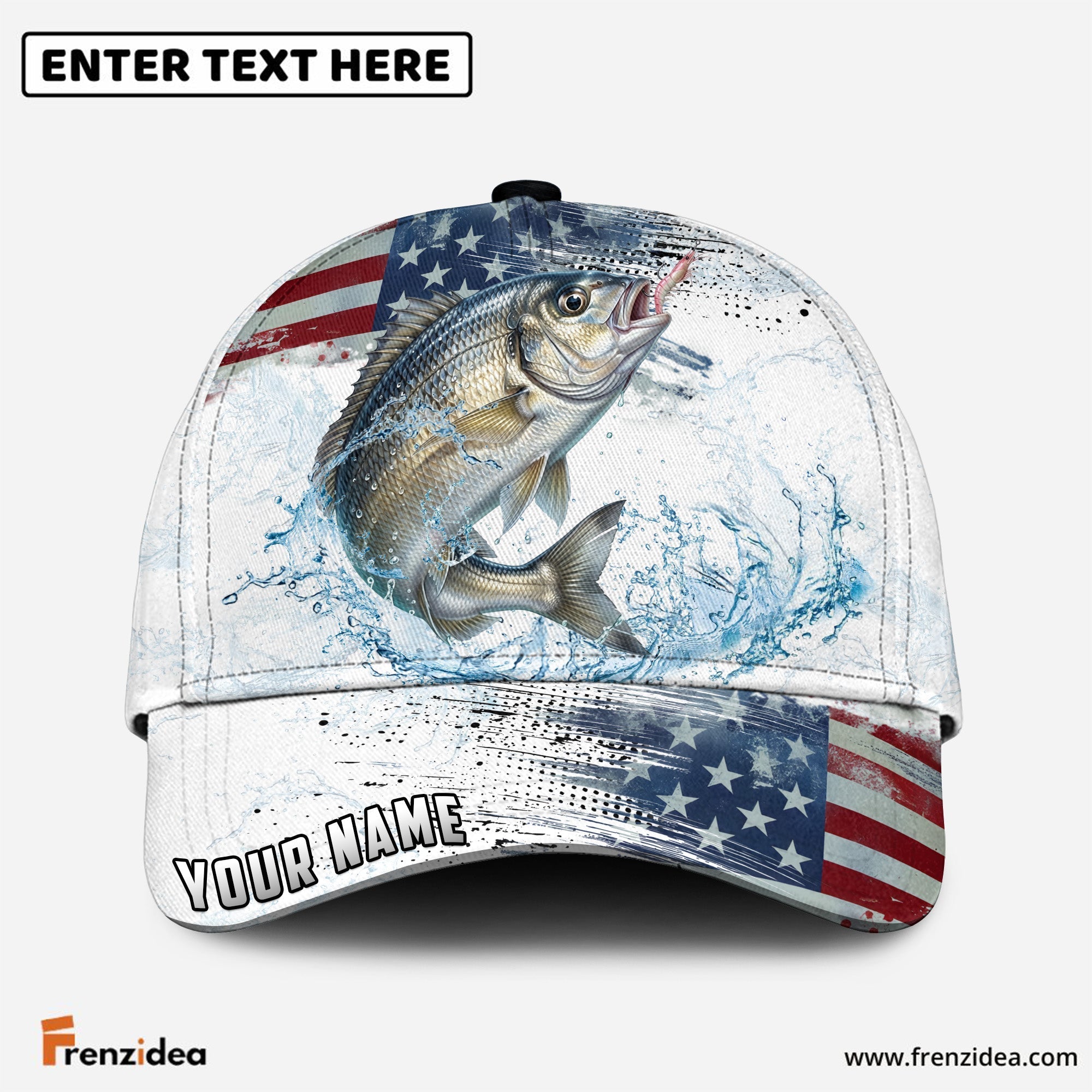 (12 Breeds) Frenzidea Patriot Fishing Hunter Customized Name 3D Cap