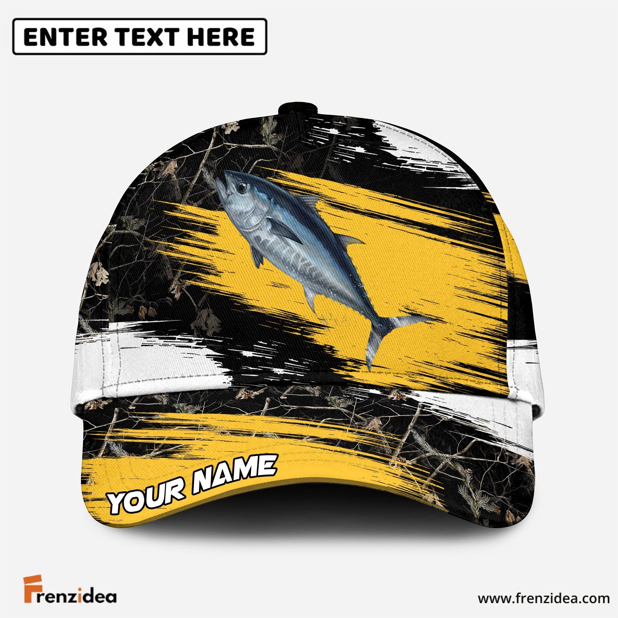 (12 Breeds) Frenzidea Forest Camo Splash Fishing Customized Name 3D Cap