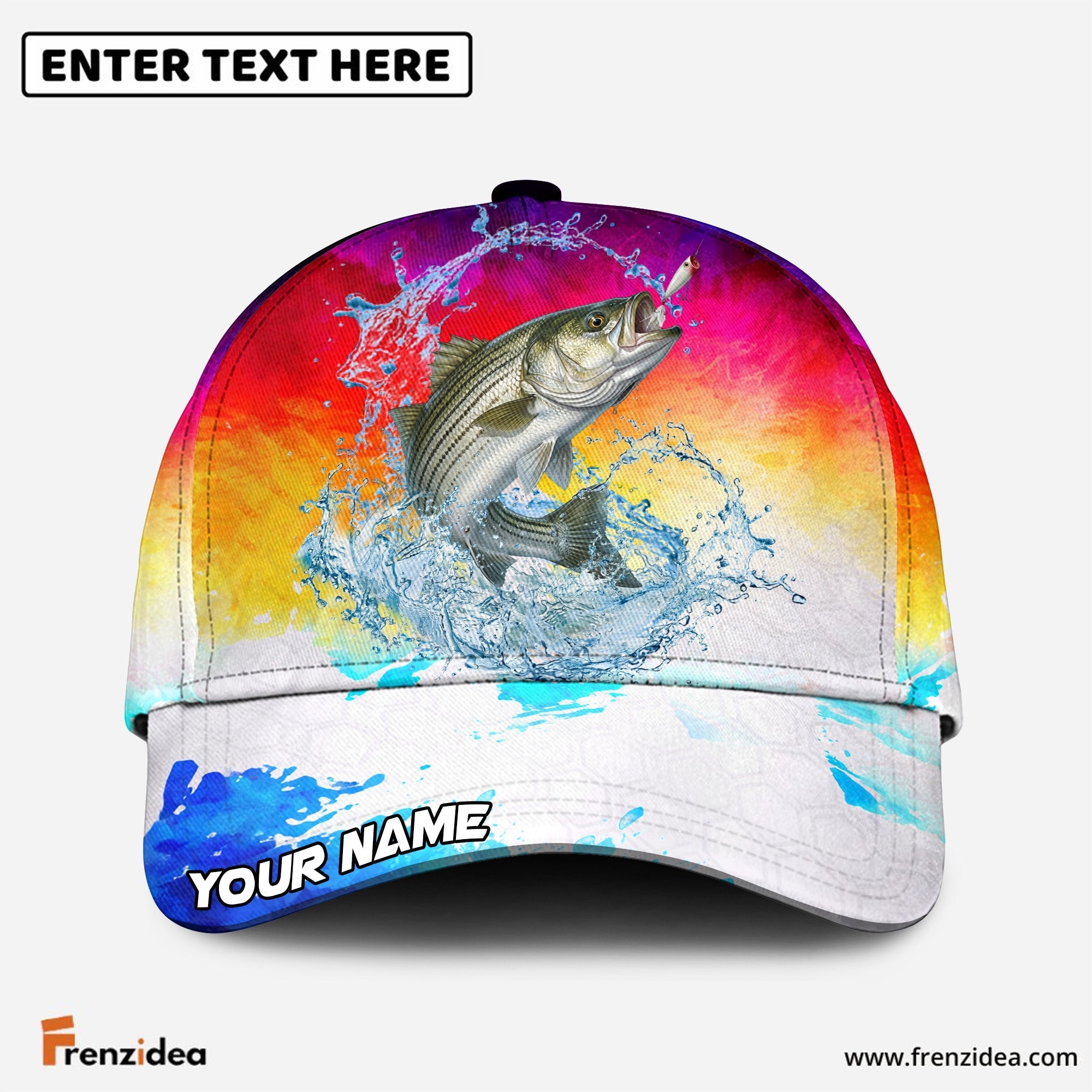 (12 Breeds) Frenzidea Vibrant Sunset Fishing Customized Name 3D Cap