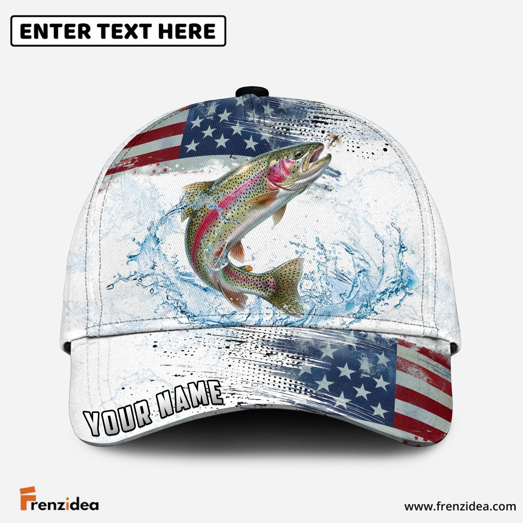 (12 Breeds) Frenzidea Patriot Fishing Hunter Customized Name 3D Cap