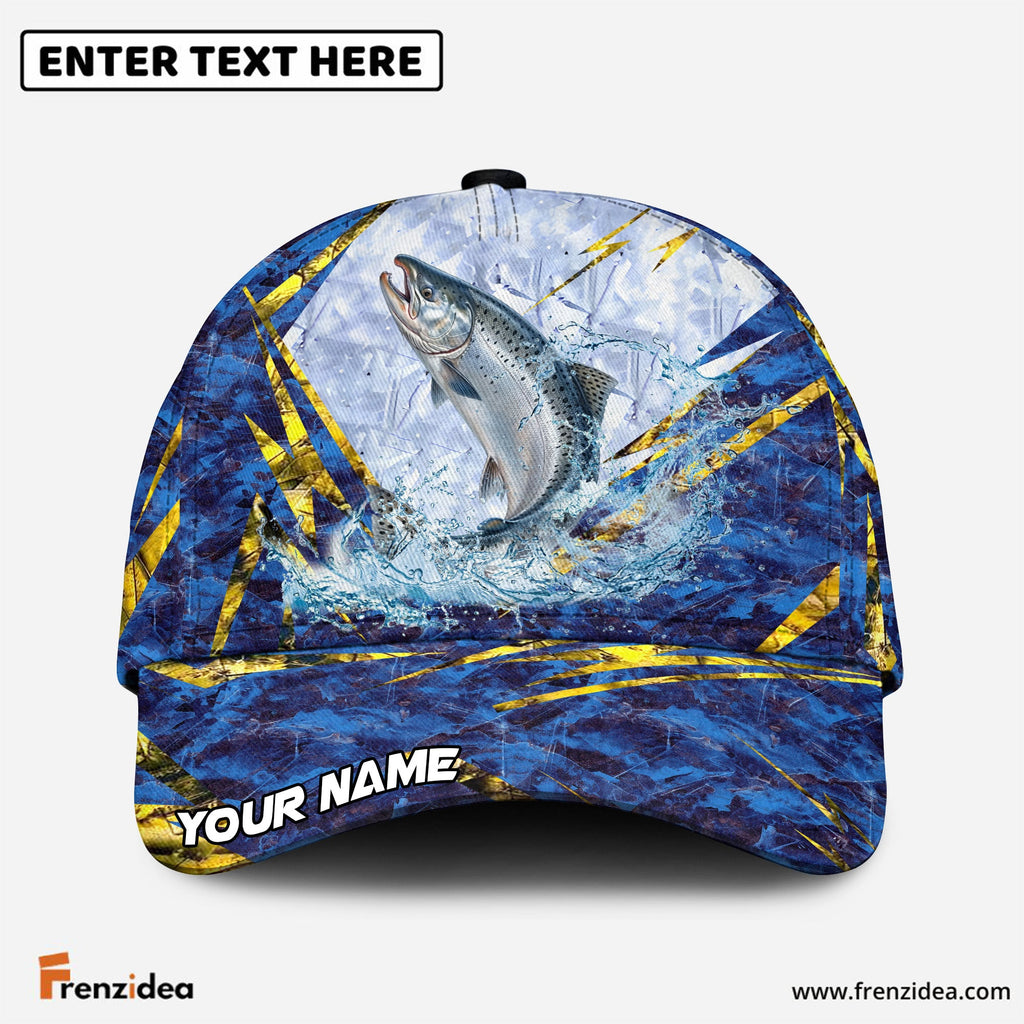 (12 Breeds) Frenzidea Frosty Blue Marble Fishing Customized Name 3D Cap
