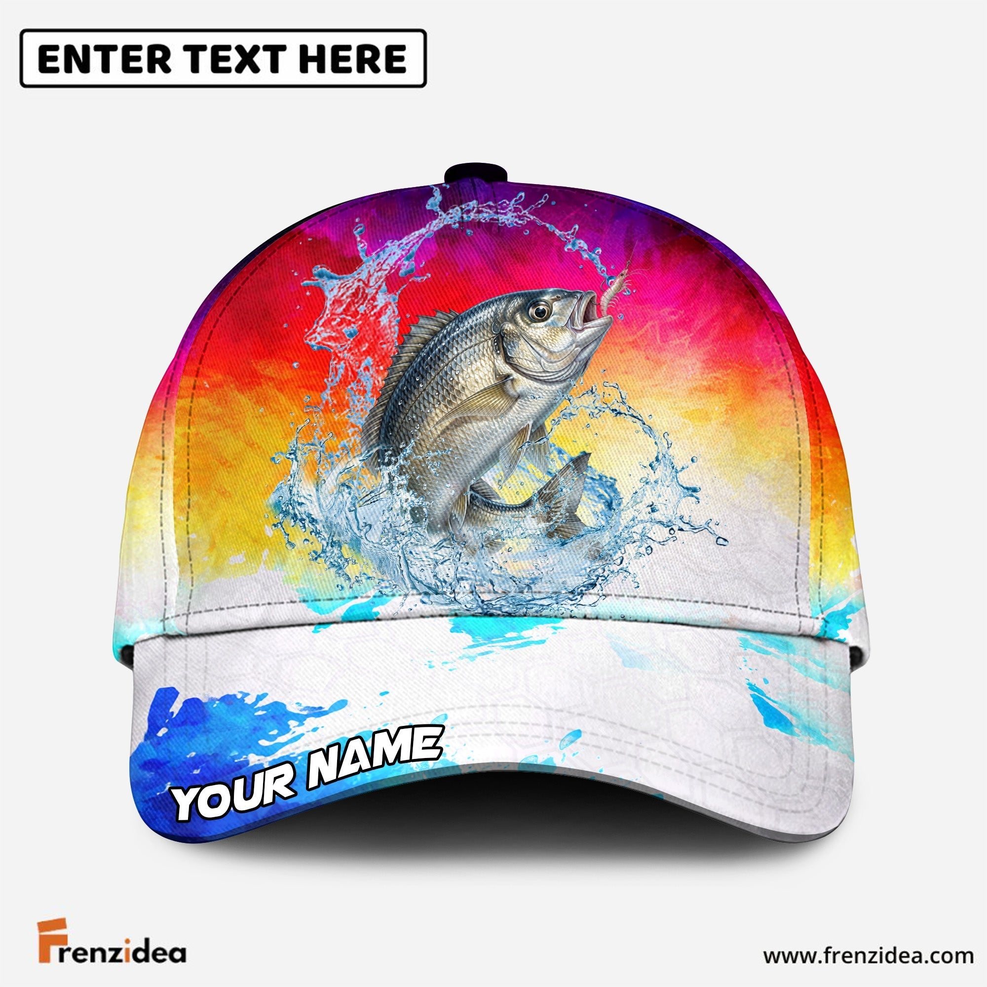 (12 Breeds) Frenzidea Vibrant Sunset Fishing Customized Name 3D Cap