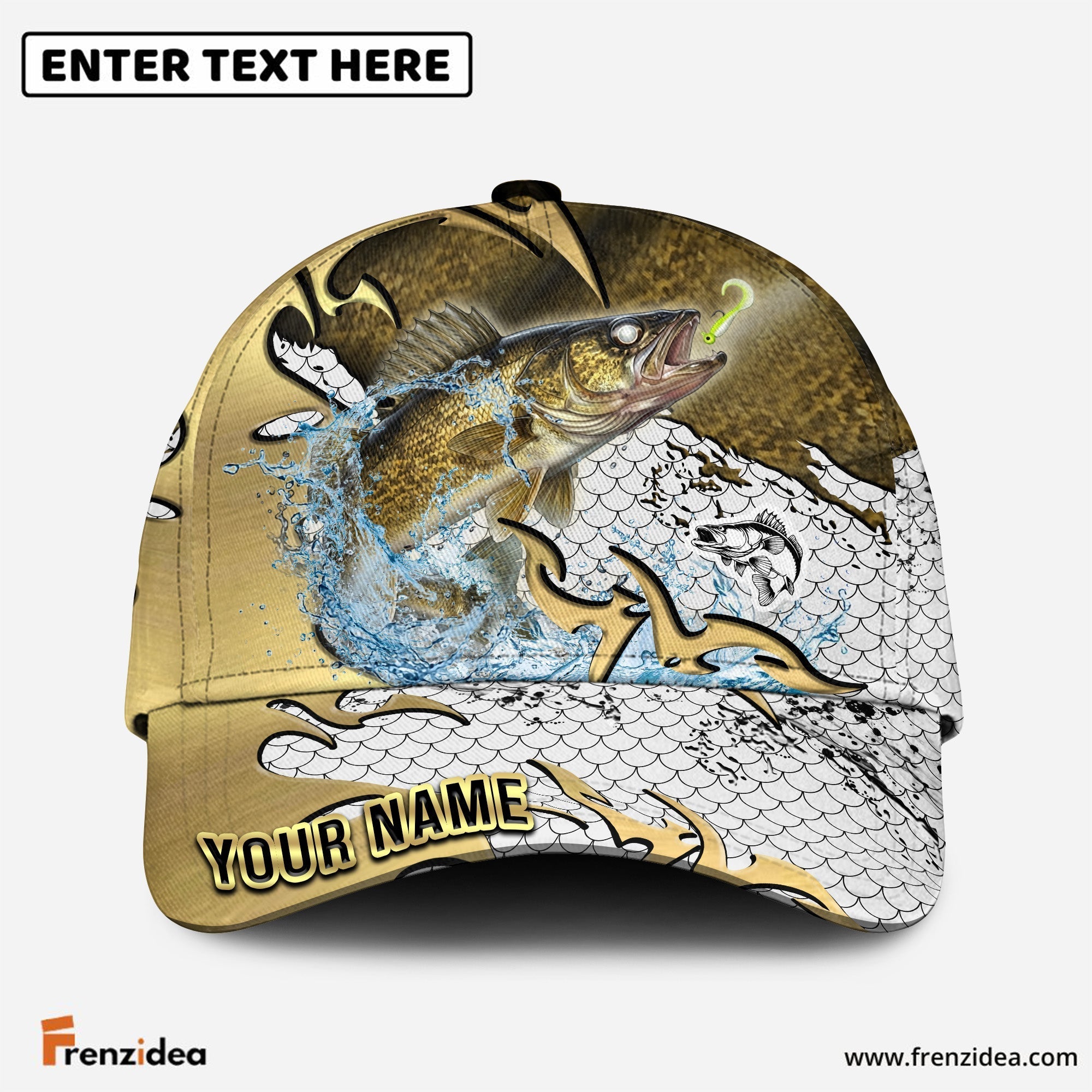 (12 Breeds) Frenzidea Gold Scale Fishing Customized Name 3D Cap