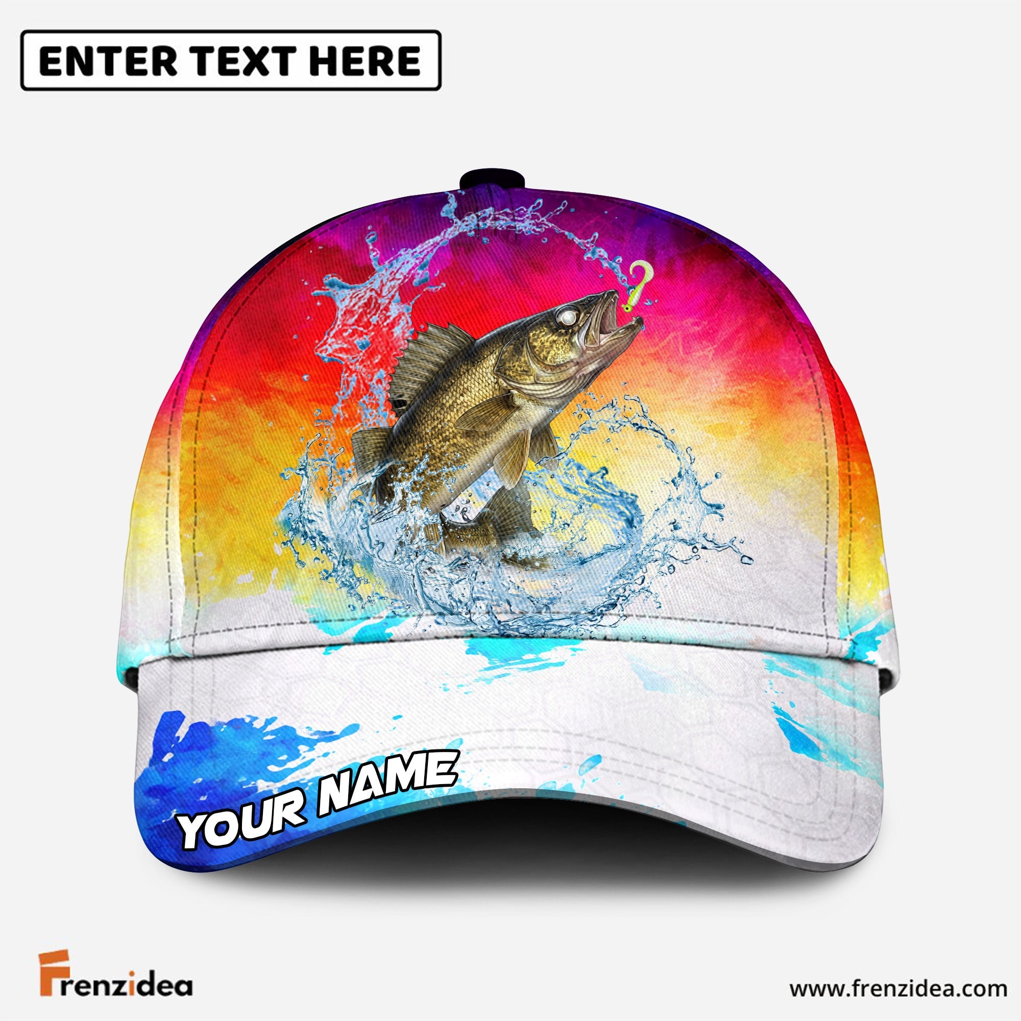(12 Breeds) Frenzidea Vibrant Watercolor Sunset Fishing Customized Name 3D Cap