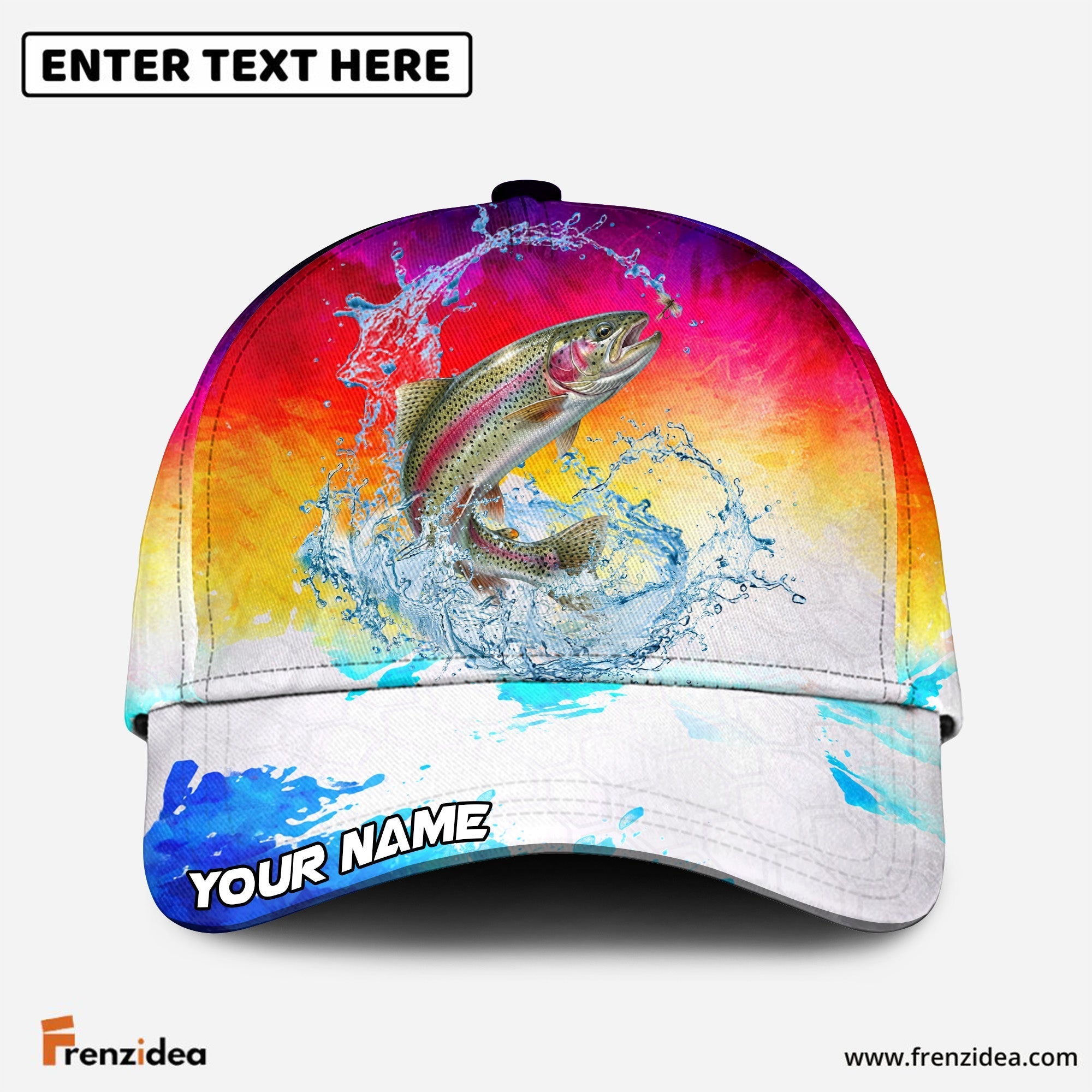 (12 Breeds) Frenzidea Vibrant Sunset Fishing Customized Name 3D Cap