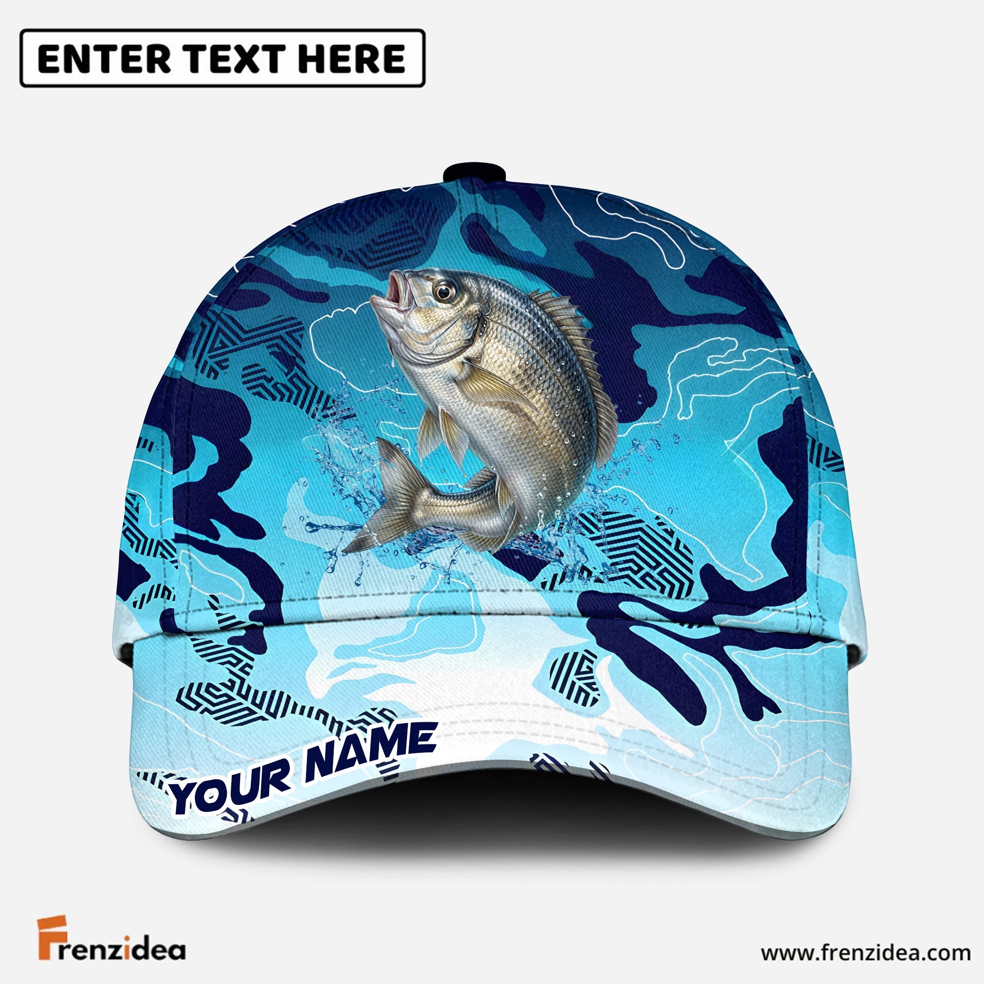 (12 Breeds) Frenzidea Fishing Deep Blue Predator Customized Name 3D Cap