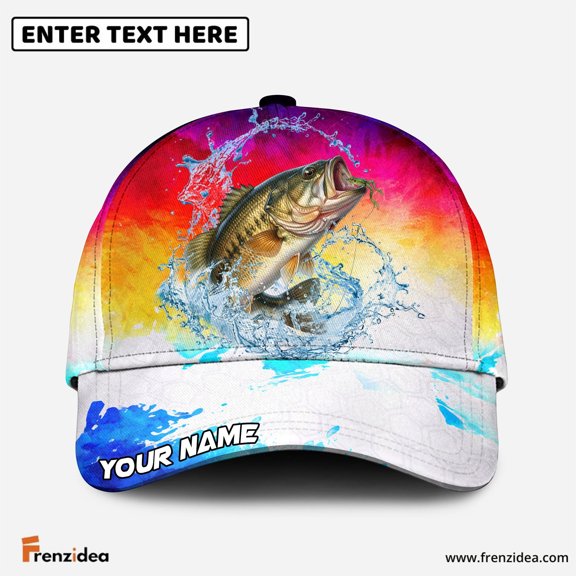 (12 Breeds) Frenzidea Vibrant Watercolor Sunset Fishing Customized Name 3D Cap